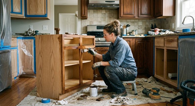 Built In Cabinetry Staining in Bloomington, IN